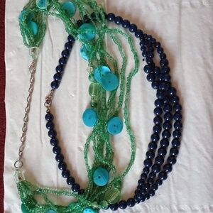 Two vintage necklaces, multiple strands (C021)